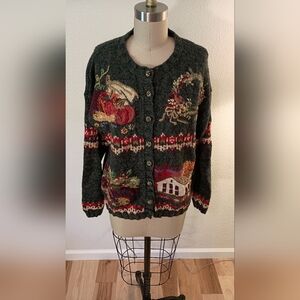 Cozy Olive Green Cottagecore Fall Sweater